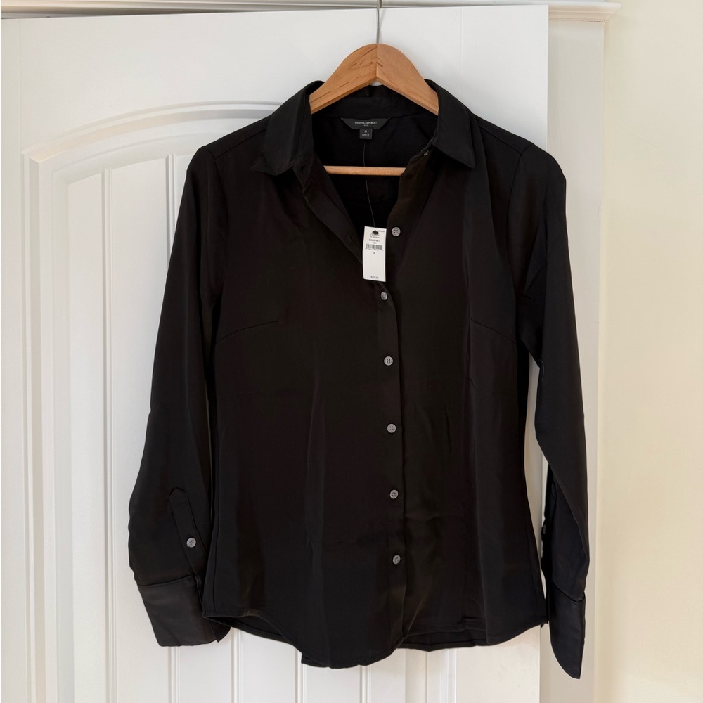 NWT Banana Republic Black Button Down